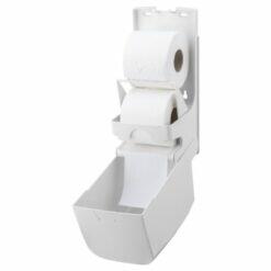 Toiletpapierdispenser 2rol hoog kunststof wit PlastiQline open