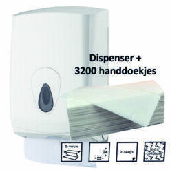 Handdoekpapier dispenser + Z-gevouwen handdoekjes 2 laags 3200 stuks